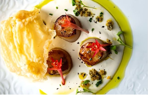 Scallops and chips